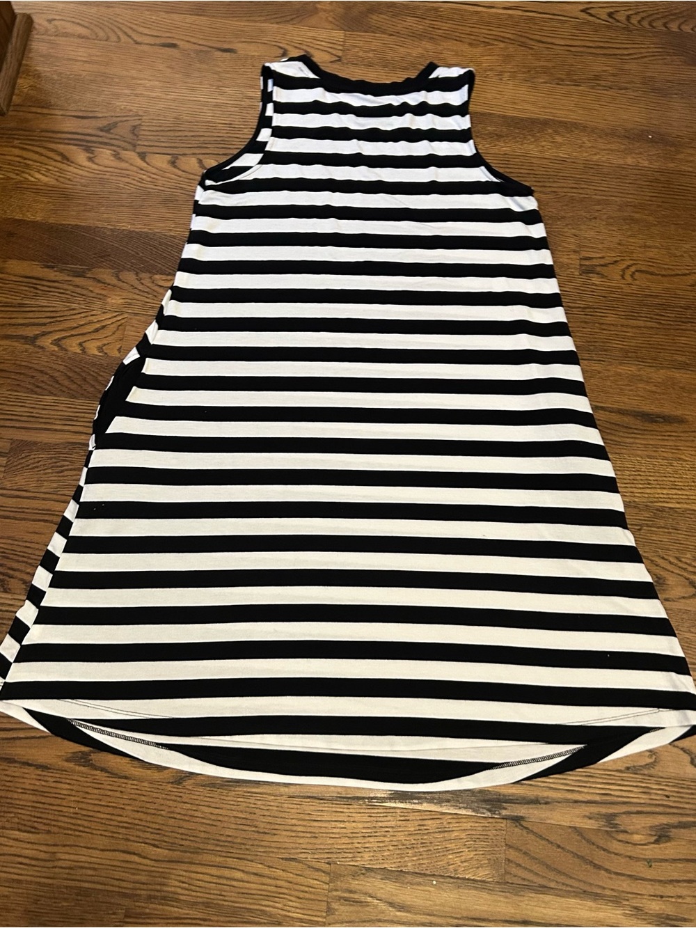 Striped Black & White Sleeveless Mini Dress - Picture 7 of 10